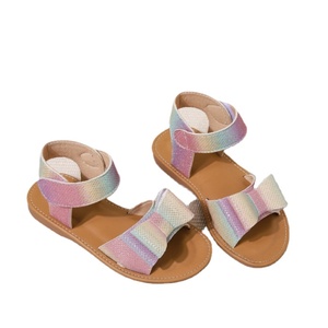 Sandales à nœuds pour enfants, chaussures de princesse, sandales à boucles et crochets, semelles en caoutchouc - Product Image 1