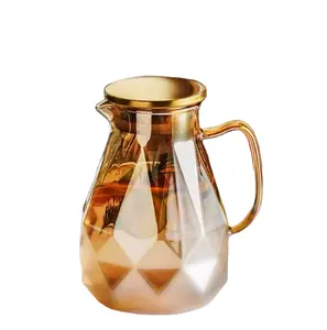 Bule e chaleira de vidro com alto teor de borosilicato personalizados, coleção de utensílios de chá com design clássico em várias cores