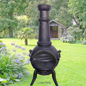 バーベキューグリルパティオ付き大型固体鋳鉄屋外チミネア使用チャコールヒーター薪焼きガーデンチメネア - Product Image 4