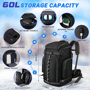 Sac à dos de <span class=keywords><strong>ski</strong></span> et de snowboard de loisirs grand format, imperméable, personnalisé OEM/ODM, équipement de <span class=keywords><strong>ski</strong></span>, bottes, <span class=keywords><strong>casque</strong></span>, lunettes, gants, veste, accessoires - Product Image 2