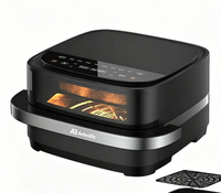 Friteuse à air numérique Anbolife 4L pour pizzas, 10 pouces, 2200W (chauffage supérieur 1600W, chauffage inférieur 500W), moteur DC, 40-230°C, minuterie 12H, tiroir antiadhésif, OEM