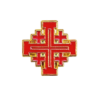 Broche en alliage émaillé Croix de Jérusalem, épinglette religieuse chrétienne, badge de costume d'église, décoration pour vêtements et sacs à dos, bijou cadeau