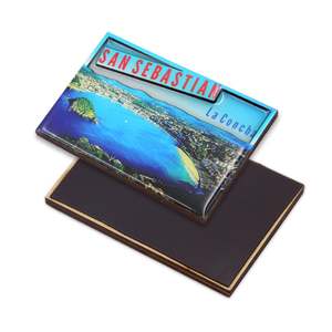 Aimant de réfrigérateur en bois moderne effet feuille métallique, design 3D personnalisé, aimant publicitaire en bois - Product Image 3