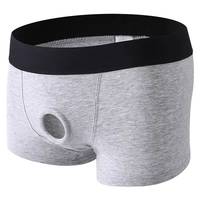 Sous-vêtements plats en coton respirant et amusants pour hommes, adaptés au flirt, peuvent être portés avec des anneaux en silicone de 4,5 cm.