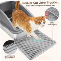 Bac à litière surélevé semi-fermé pour chat, anti-éclaboussures, en acier inoxydable et plastique, pour animaux d'intérieur