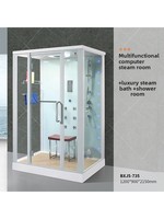 Cabine de douche coulissante tout-en-un de luxe avec hammam, cloison de séparation sec-humide rectangulaire en verre pour massage, idéale pour la maison et l'hôtel