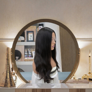 Cheveux humains longs noirs naturels ondulés, dentelle transparente HD, cheveux de bébé, sans colle, cheveux vierges européens, ligne de cheveux pré-épilée - Product Image 2