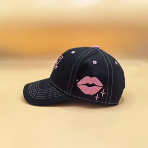 Gorra de Béisbol Snapback Lucky 7 <span class=keywords><strong>Lovers</strong></span>, Bordado Rosa, Algodón, Seis Paneles Estructurados, Negra, Estilo Y2K, Gorra Moderna al por Mayor - Product Image 2
