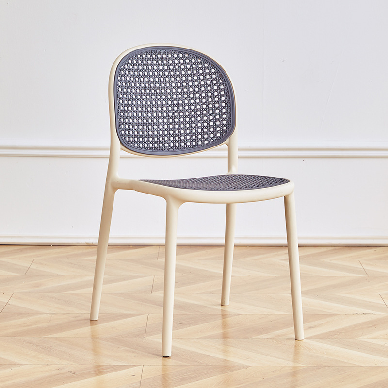 [White frame, gray core] Imitation rattan weave, stackable