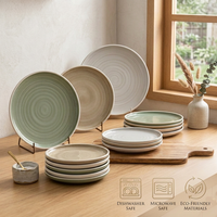 Ensemble de vaisselle en céramique EKA Minimalist Macaron Color, compatible lave-vaisselle et micro-ondes, assiettes pour steak, pâtes et petit-déjeuner