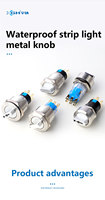 YUDA Interrupteur rotatif à bouton-poussoir en acier inoxydable et laiton de haute qualité 16/19/22mm, 2-3 positions, 1NO1NC, 10A, LED, IP53, interrupteur métallique 6-440V