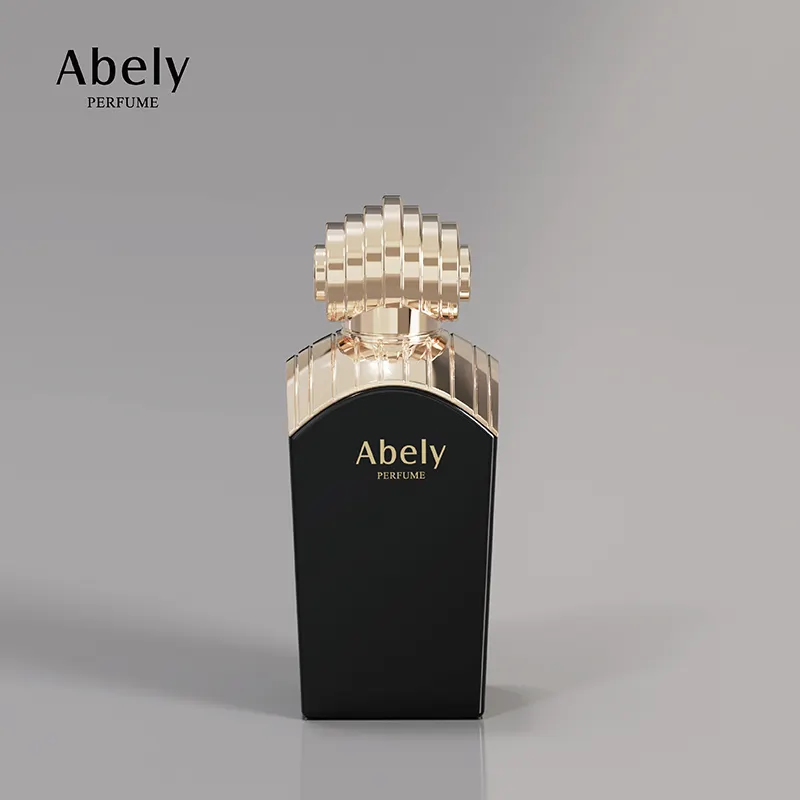 Abely 하이 퀄리티 100ml 독특한 디자인 빈 스프레이 빛나는 금 전기 도금 크림프 향수 병 빛나는 실버 알루미늄 모자