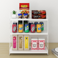Étagère de rangement multifonctionnelle en fer pour fruits et cuisine, sur pied, double niveau, design non pliable, pour vaisselle et bouteilles