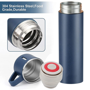 Ensemble cadeau de tasse thermique à double paroi personnalisée de 500 ml, tasse à thé, gobelet en acier inoxydable 304, bouteille d'eau, thermos portable avec 2 tasses - Product Image 3