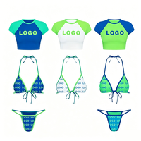 Huili Zwemkledingfabrikant OEM Dames Geprint 2-delig Set Op Maat Logo String Strandkleding Bikini