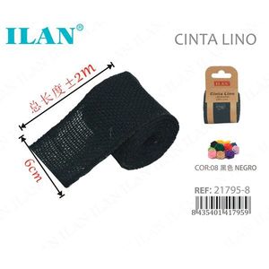 Ruban en lin noir ILAN 6 cm x 2 m pour la couture et les projets de bricolage - Product Image 1