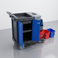 Chariot de nettoyage multifonctionnel en plastique, chariot de ménage pour hôtel, aéroport, clinique