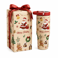 Meilleur Cadeau : Gobelet de Noël 32oz avec Boîte Cadeau, Tasse à Café Isotherme en Acier Inoxydable avec Couvercle à Paille, Tasse de Voyage pour Festivals