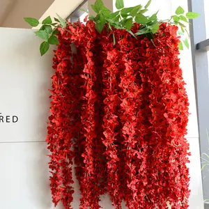 DIY結婚式藤アジサイシミュレーション花ひも籐結婚式つる偽壁掛け人工天井豆の花