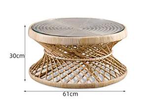 Chaise en rotin japonais simple petite table à thé <span class=keywords><strong>B</strong></span> & <span class=keywords><strong>B</strong></span> chambre balcon ménage table en rotin à bord rond - Product Image 5