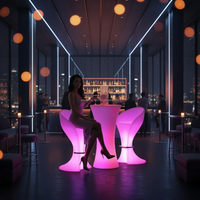 Meubles de bar LED extérieurs qui brillent dans le noir, table à cocktails lumineuse