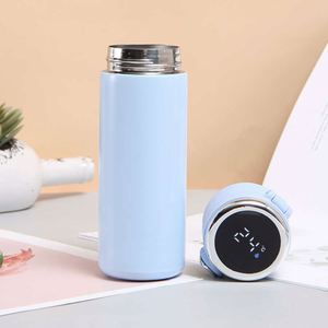 Stainless Steel Vacuum Tumbler With Temperature Display Travel Thermos <b>Cup</b> Minimalist Design Straight Shape For All - Product Image 4