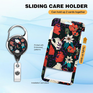 Wholesale black-based floral ID badge <b>clips</b>, lanyards, retractable scroll <b>clips</b>, fashion card nameplate protective cases, - Product Image 4