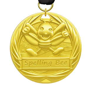 Logotipo de diseño gratuito, medallas de abeja de ortografía de metal deportivo personalizado, medalla de recuerdo - Product Image 3