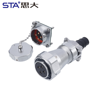 WY28 Industrieller wasserdichter Stecker IP67 Luftfahrt stecker Stecker Buchse Kabel klemm platten Vierkant flansch platte Buchse TE ZG - Product Image 5