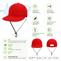 Casquette à 5 panneaux non structurée en nylon à visière plate avec sangle de mentonnière unisexe pour enfants, chapeau de golf et de baseball personnalisé avec logo pour le sport et les activités de plein air