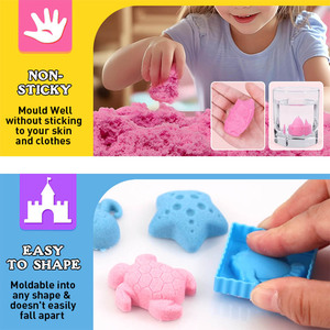 Foska vendita all'ingrosso di prodotti facili da modellare giocattoli sensoriali fai da te castello Kit di costruzione allungabile blu rosa colore sabbia per i bambini - Product Image 6