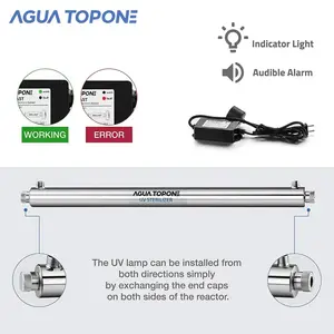 Agua Topone 304 Stainless Steel 16w Uv Purifier Water Treatment System For Drinking Water Filter Uv Filtration Equipment