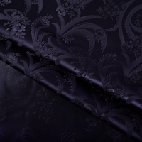 Dernier Tissu Jacquard Brocart Noir Teint Fil à Fil avec Motifs Floraux 3D Élégants, Texture 100% Polyester pour Robes Filles et Femmes JS-17582