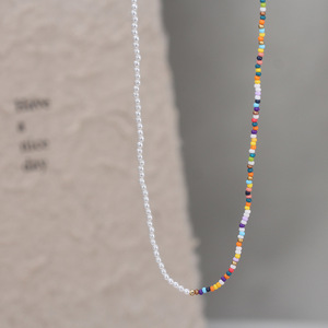 S925スターリングシルバービンテージネックレス幾何学模様シェルビーズ色女性用ガラスビーズ - Product Image 2