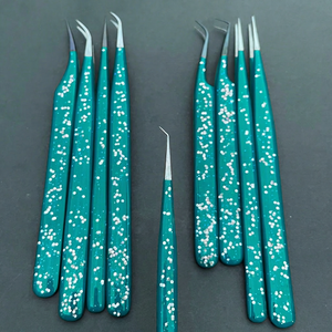 Pinzas para Pestañas de Fibra Múltiple de Grado Profesional Baby Blue, Herramienta de Extensión de Pestañas de Precisión de Acero Inoxidable para Trabajo de Aislamiento y Volumen - Product Image 1