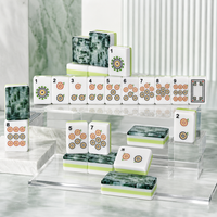 Ensemble de mahjong américain de luxe - Édition « Misty Grove » avec marbrure inspirée de l'émeraude et accents de vert citron, tuiles en résine de qualité supérieure