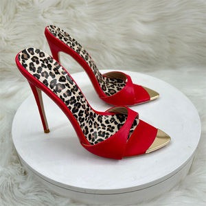 Zapatos de Mujer con Tacones Altos de 12 cm, Punta Puntiaguda, para Vestir, Citas, Fiestas, Sandalias Sexys de 10 cm, Talla Grande 46, Pantuflas - Product Image 3