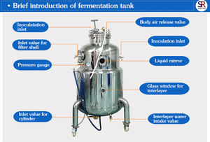 Réacteur de culture liquide de champignons en acier inoxydable, cuve de fermentation en acier inoxydable pour la production de culture liquide de champignons - Product Image 4