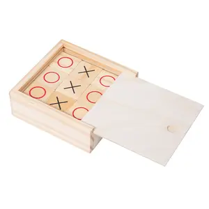 나무 보드 테이블 장난감 나무 작은 Tic-Tac-Toe 게임 어린이 실내 파티 게임 플레이어 룸 장식