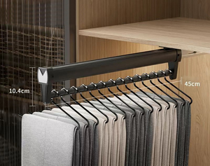 Garde-robe à l'intérieur du rangement Glissière télescopique montée sur le dessus Cintre Corde à linge Pôle Pull-out Rail Pant Rack - Product Image 4