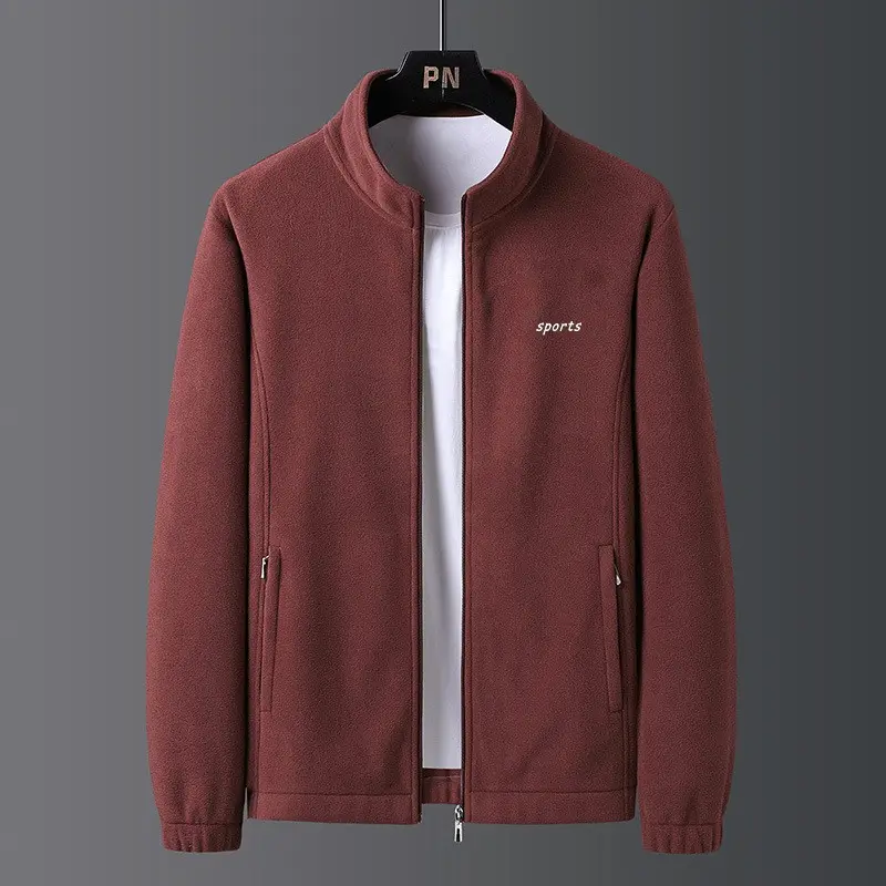 Men custom outdoor windproof zipper stand collar winter new style youth plush thickened letter men's coat