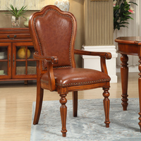 Chaise de salle à manger en cuir de style américain avec revêtement en cuir de vache, design européen, mobile, simple, siège souple, chaise décontractée