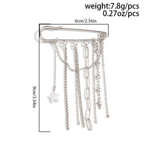 <span class=keywords><strong>Broches</strong></span> de cadena metálica de moda <span class=keywords><strong>para</strong></span> mujer, remaches modernos, cadenas cortas <span class=keywords><strong>para</strong></span> pantalones, alfileres de seguridad decorativos, accesorios de ropa - Product Image 6