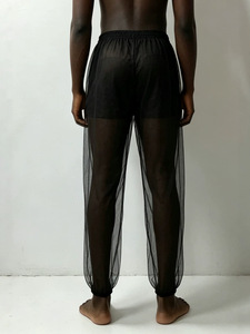 <strong>Men</strong> <strong>See</strong> <strong>Through</strong> Tulle Mesh Jogger <strong>Pants</strong> Elastic Drawstring Cuffed Ankle Loose Transparent Avant Garde Runway Streetwear Bottoms - Product Image 2