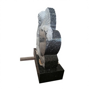 Sculpture d'angle en granit bleu perle, sculpture antique en granit, pierre tombale, monuments funéraires - Product Image 4