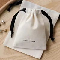 Petit sac cadeau promotionnel à cordon en coton pochette à bijoux en tissu de coton avec logo imprimé