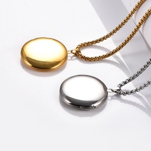 Collier pendentif photo en acier inoxydable poli miroir, médaillon pour photos d'animaux, bijou souvenir, couleur argent/or - Product Image 2