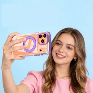 Funda Magnética Transparente de Alta Calidad para iPhone 17 12 13 Pro Max 14 15 16 Plus Air con 360 °   Funda Protectora con Soporte de Anillo Metálico - Product Image 4