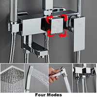 Système de robinet de douche mural moderne argent noir or pluie
