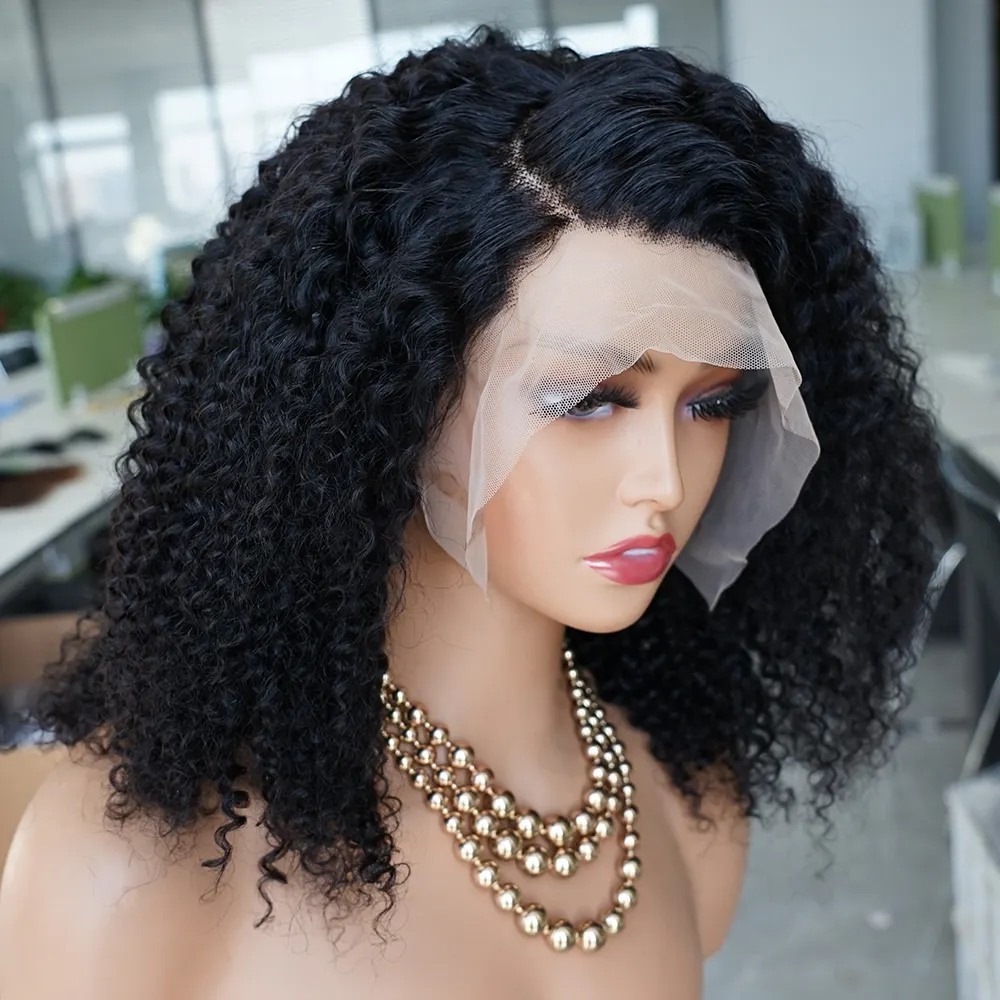 Cheap Kinky Curly Bob Perucas Curtas Raw Indiano Cabelo Humano Lace Front Perucas Para Mulheres Negras Atacado Hd Lace Frontal Perucas Cabelo Humano